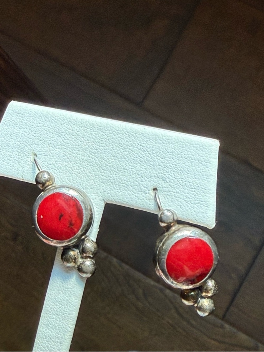 Vintage Mexico Sterling Silver Red Jasper Earrings